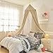 Bunnikins & Clover Bed Canopy for Girls Boys Bedroom Decor, Round Dome Mosquito Net for Baby Crib, Nook Castle Game Tent Nursery Decoration for Child, Play or Reading (Khaki)