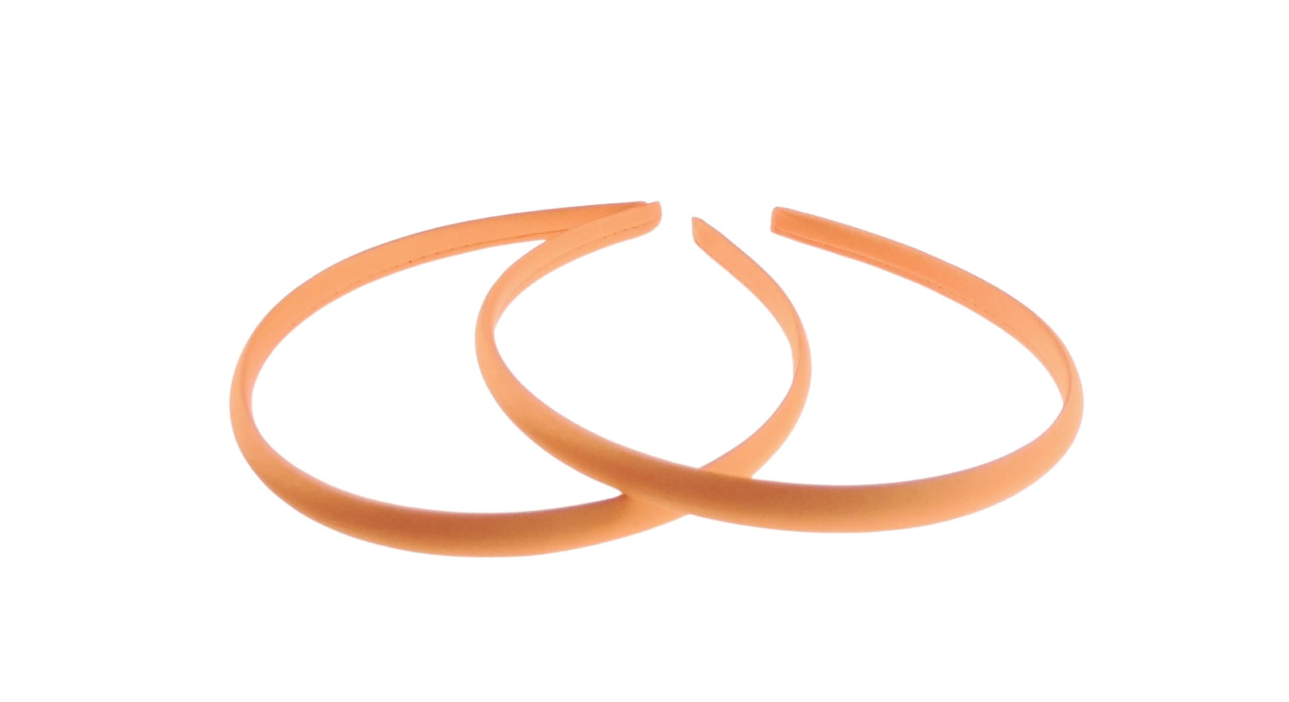 Pair of 2 Slim Thin 1cm Satin Covered Teens Girls Bridesmaid Basic Party Satin Plain DIY Alice Headband Hairband Head Hair Band Kids School Uniform (Burnt Orange