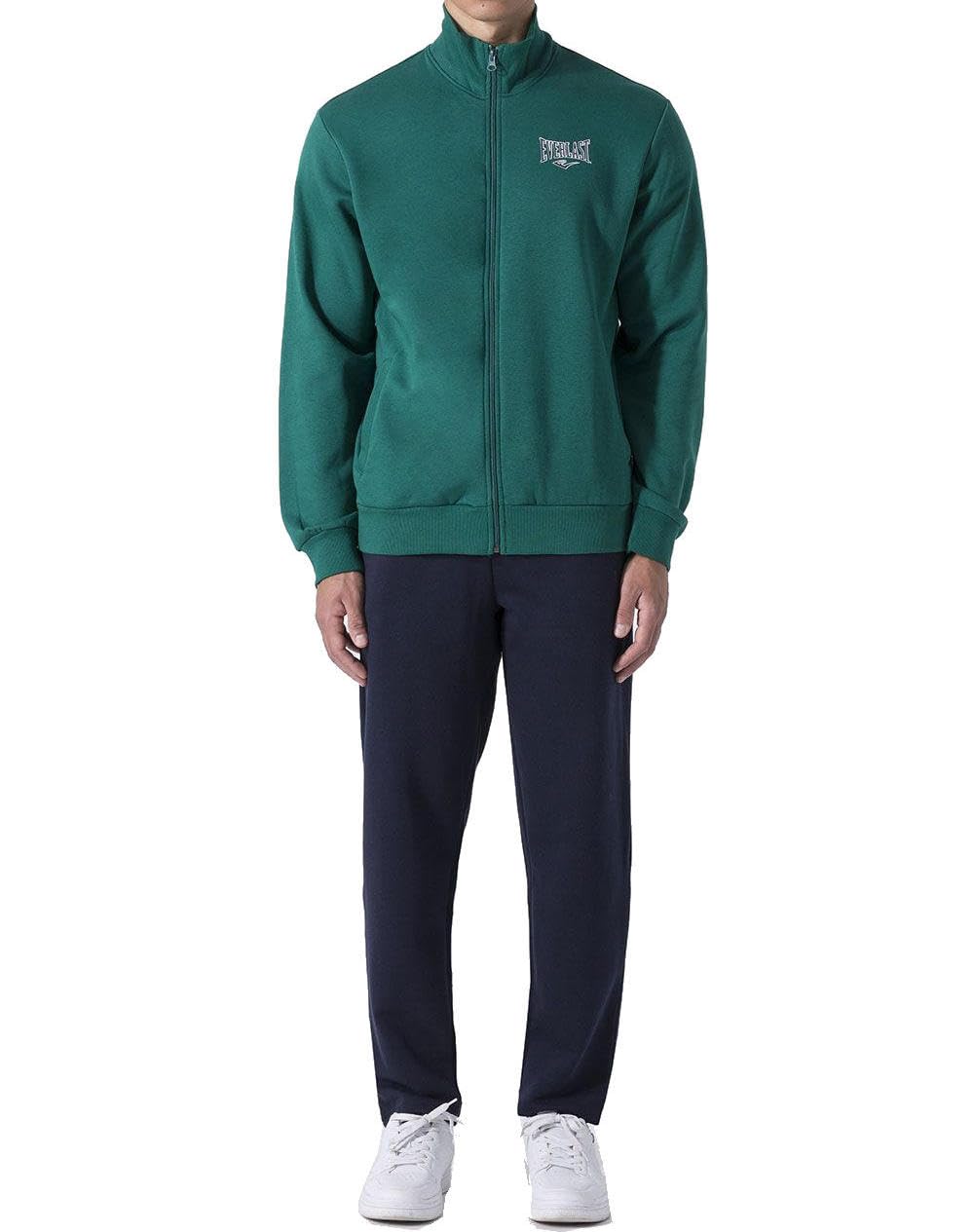 Everlast Tuta da Ginnastica Uomo Completo Sportivo, Verde/Blu, S | Cotone Felpato, Set per Sport e Tempo Libero, Per Palestra
