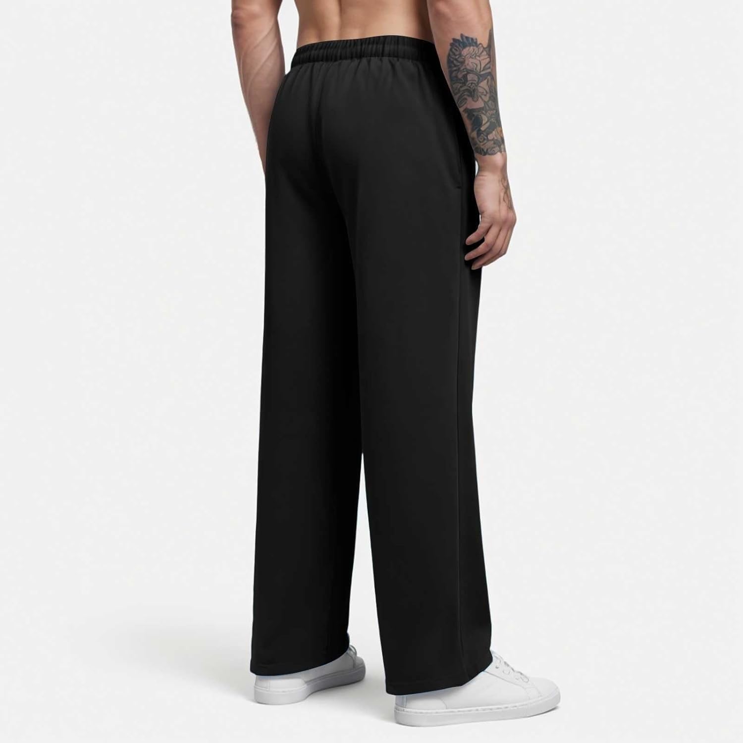 Rehabilitation Trousers for Men, Side Opening Jogging, Post-Operative with Buttons On The, Wide Leg Training, 90s Outfit, Open Jogger(Black,S)