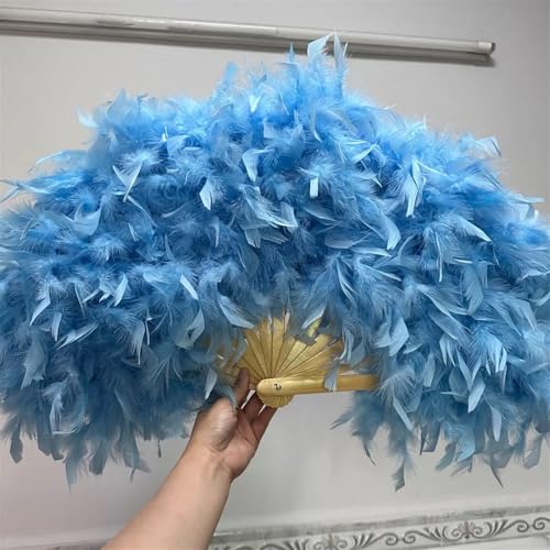 Abanico de plumas marabú y avestruz rojo de 70x40 cm para danza y escenario 3