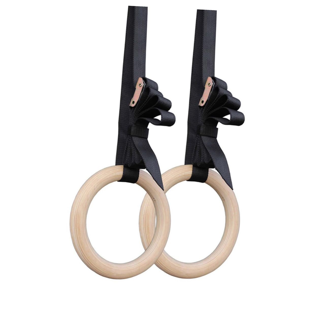 Gogogmee Heavy Duty Wooden Gym Rings Gymnastics Rings for Exercise Equipment Easy Setup