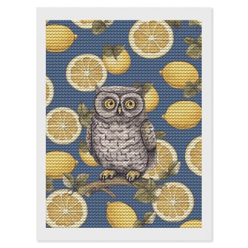 Kit de peinture diamant 5D hibou citron pour animer vos après-midis créatifs à la maison