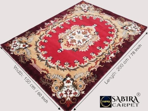 Image of SABIRA Carpet (Size-150x200 Cm / 60x78 in) Modern Floral Area Rug Large Carpet for Living Room, Bedroom & Dining Room, Washable, Non-Slip, (Color - RED)