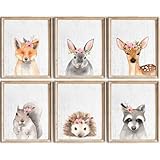 Woodland Animals Nursery Wall Art Prints (Set of 6) - Unframed - 8x10s