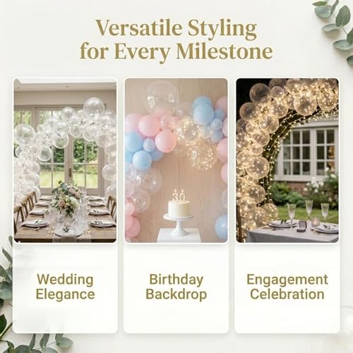 Image of Clear Balloons, 114pcs Transparent Balloons Garland Arch Kit, 18 12 10 5 inch Different Sizes Bubble Clear Balloon for Baby Bridal Shower Wedding Birthday Party Decorations