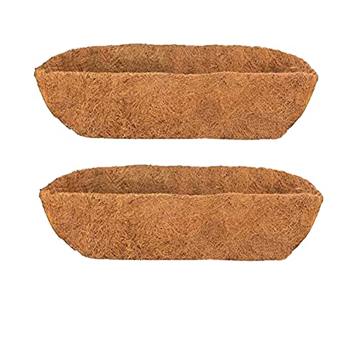 HHTHH 2pcs Trough Coco Liner 24 inch Wall Planter Replaceable Coco Liner for Window Box Fence Flower Baskets