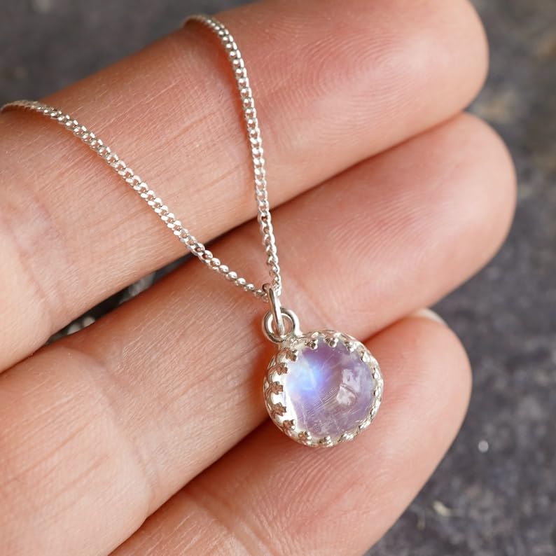 Collier pierre de lune argent 925 véritable et sa gemme blanche polie - 2