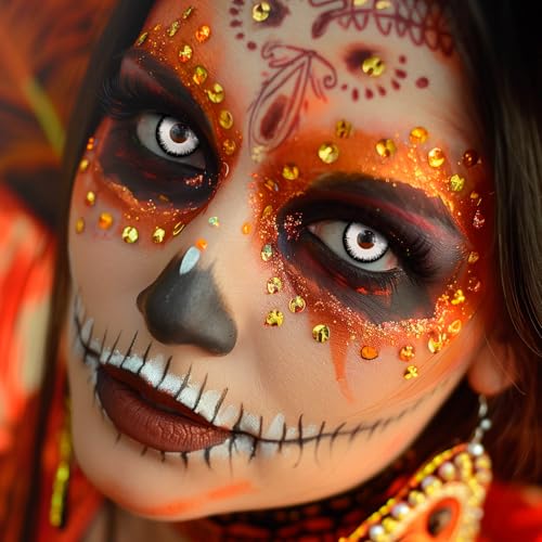 aricona Kontaktlinsen LUNAR Farblinsen - weiße Kontaktlinsen mit schwarzem Rand ohne Stärke - deckende Kontaktlinsen mit 0,0 Dioptrien für Halloween und Kostüm-Partys