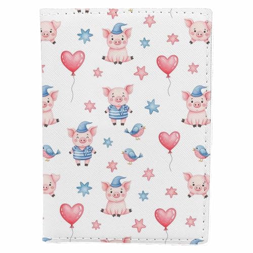 Kaxepren Cute Pig Passport Holder for Travel Love Happy Fashion Art PU Leather Passport Cover Wallet Cute Passport Card Holder for Women and Men
