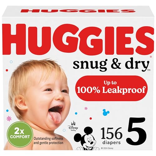 Image of Huggies Size 5 Diapers, Snug & Dry Baby Diapers, Size 5 (27+ lbs), 156 Count