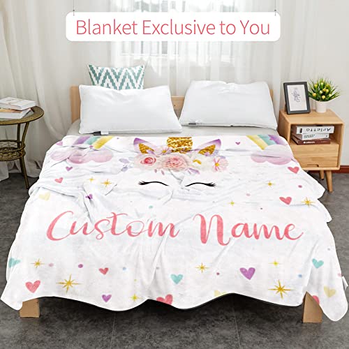 Image of Personalized Horse Blanket with Name for Girl Custom Name Blanket for Kids