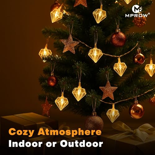 Image of MPROW Diamond Crystal LED String Lights - Yellow-Color Decorative Fairy Lights for Home Decoration, Bedroom, Diwali, Christmas, & Parties - 20 LED Decorative Lights (Smart Lighting, Brilliant Living)