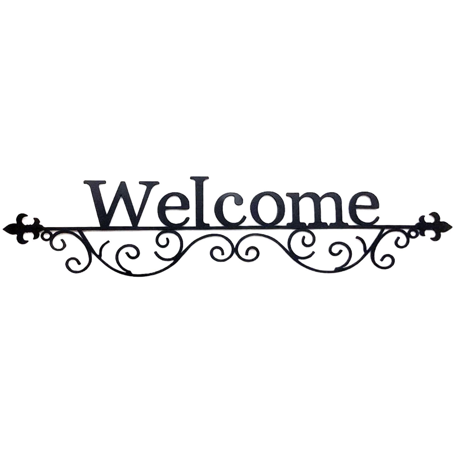 Welcome Signs for Wall, Black Welcome Sign | Iron Letter Sign Wall Mounted | Multipurpose Art Home Decor Black Embellishment for Cafe Restaurant Apartment