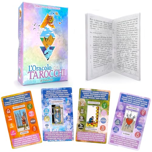 Pelucton L'Oracolo dei Tarocchi in Italiano, 86 Carte Divinatorie con Libro Guida per Principianti ed Esperti, Oracoli Speciali e Completi. Nuova versione.