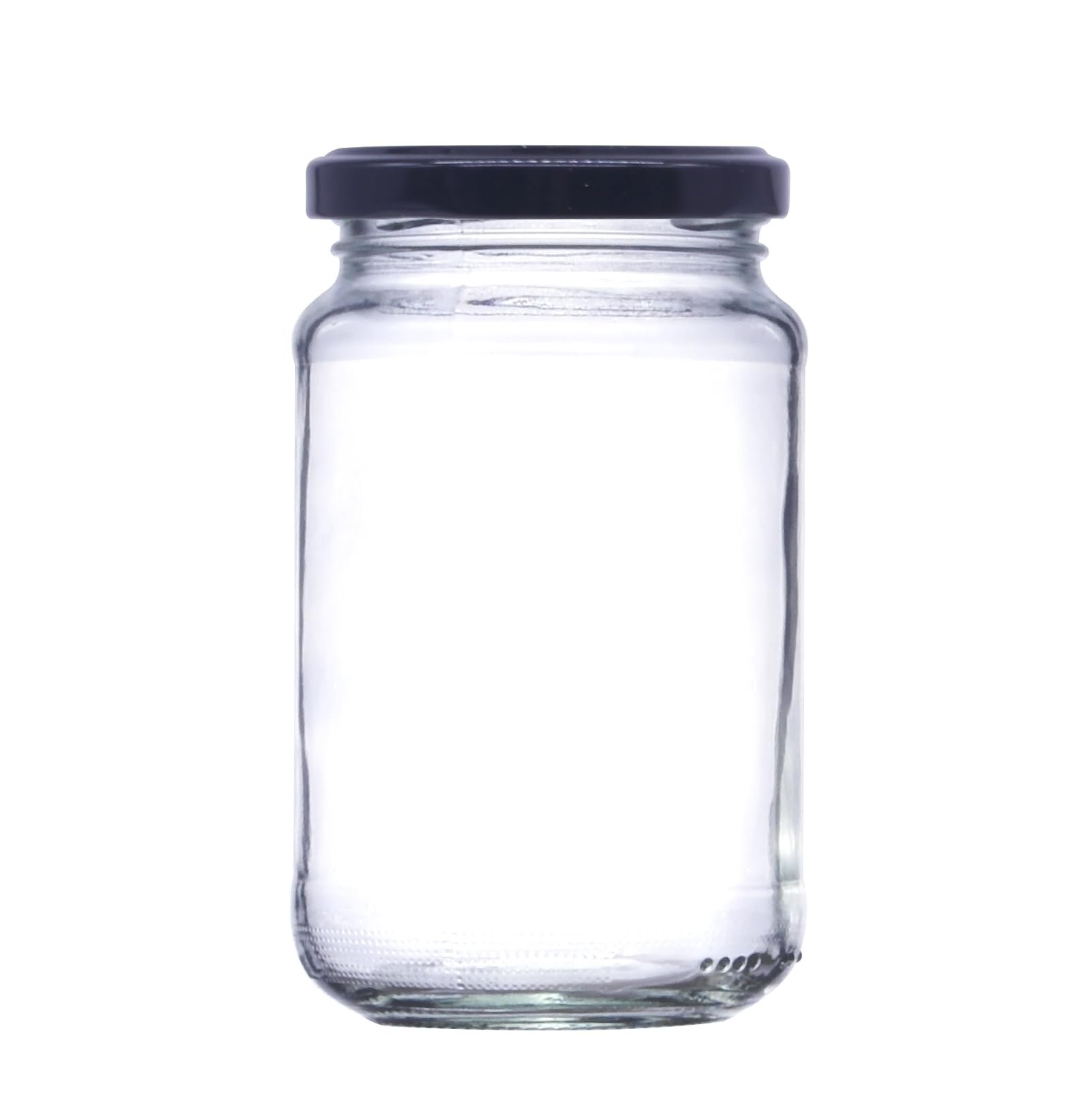 12oz Traditional Glass Jam Jars (296ml), Jar for Preserves, Marmalade, Honey, Chutney & Curds (Black, Pack of 36)