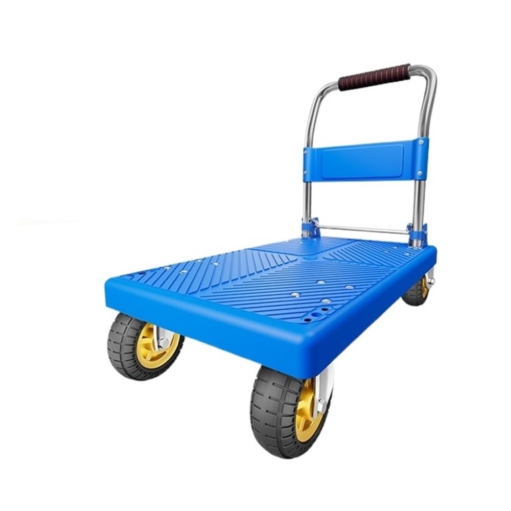 Handcart Platform Hand Truck With 5" Casters Utility Push Carts For Industrial And Commercial(Blue)