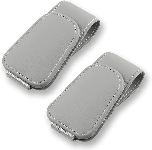 2 soportes para lentes de sol para automóvil, clip magnético de cuero para visera solar de automóvil, soporte para lentes de sol y clip para tarjeta