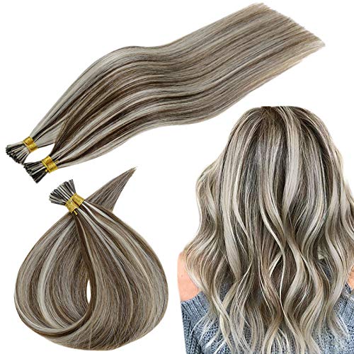 RUNATURE Fusion Hair Remi Hair Extensions Human Hair I Tip Hair Extensions 1g Per Strand 50g Per Set 20 Inch Piano Color 3P60 Keratin Pre Bonded Fusion Hair Extensions Brazilian Remy Hair