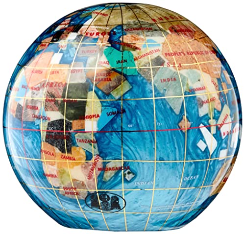 Unique Art 4.3" (110 mm) Diameter Gemstone Globe Paperweight Paper weight (Bahama Blue Swirl)
