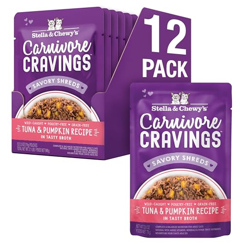 Stella & Chewy's Carnivore Cravings Wet Cat Food - Premium Pouches - Grain Free, High Protein Tuna & Pumpkin - Perfect for Picky Eaters - Complete Meal or Topper (2.8 oz, 12 Pack) - image 1