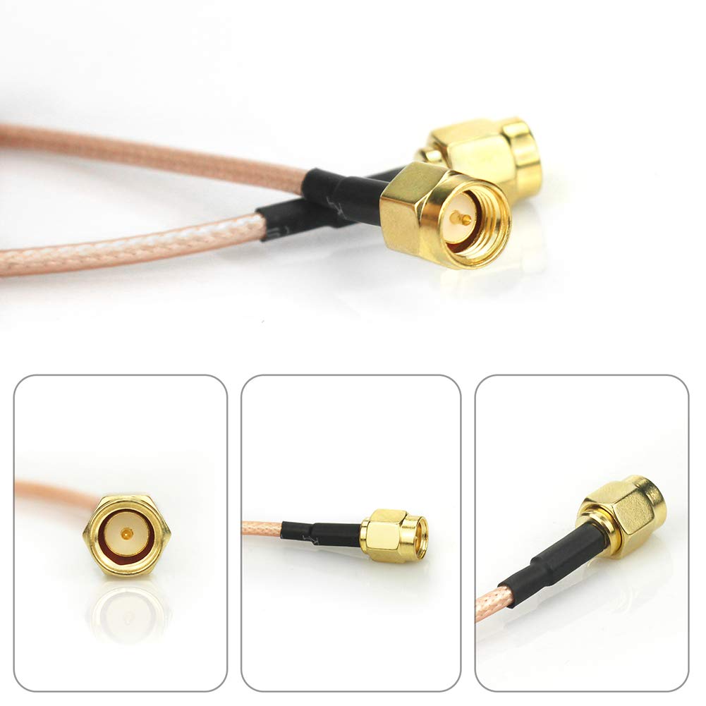 2 szt. RG316 skoczek przewodowy SMA męski na SMA męski przedłużanie anteny Wi-Fi RF kabel koncentryczny adapter do radia Wi-Fi zewnętrzna antena urządzeń SDR FCC (50 cm)