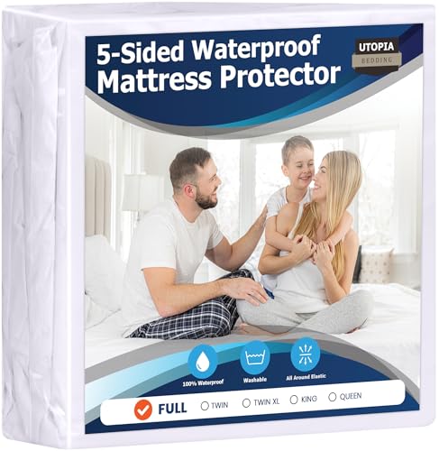 Utopia Bedding Waterproof 5-Sided Mattress Protector Full