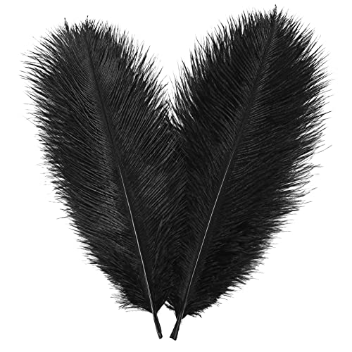 Quefe 30Pcs Black Ostrich Feathers, Natural Feathers Plumes 10-12 Inch (25-30Cm) Bulk For Decorations Crafts Vase Wedding Party Centerpiece Flower Arrangement Home Decoration #TOP24