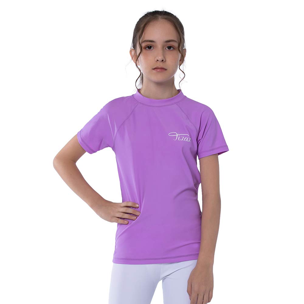 Maillot de Bain à Manches Courtes Enfants Filles T-Shirt de Bain Anti-UV pour Enfants Rashguard séchage Rapide Protection Solaire