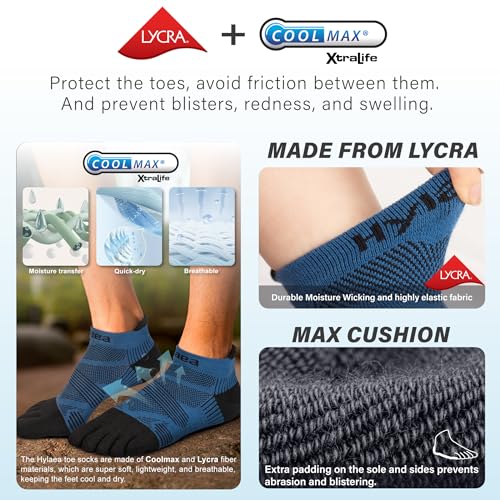 Image of Hylaea No Show Running Athletic Anti-Blister Wicking Coolmax Socks, Seamless Anti-odor