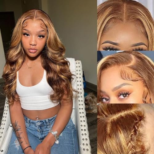 YINGRUN Body Wave Lace Front Wigs Human Hair 24 Inch