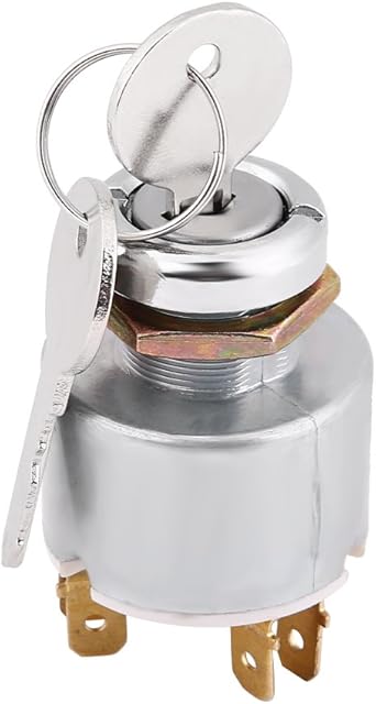 12V Ignition Switch, Universal 12V Engine Start Ignition Switch 3 Position ON OFF Start Ignition Switch Controls with 2 Keys for Cars, Motorcycles and Boats