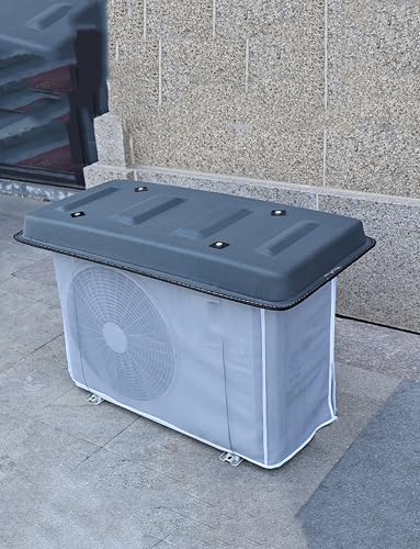 Funda de aire acondicionado, cubierta impermeable para bomba de calor con red protectora para ventana exterior de aire acondicionado