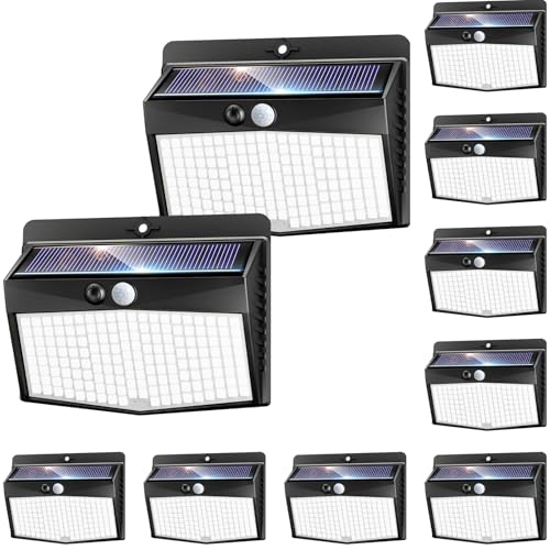 Lampe Solaire Exterieur Détecteur de Mouvement nipify 168 LED Blanc Chaud Lot de 10