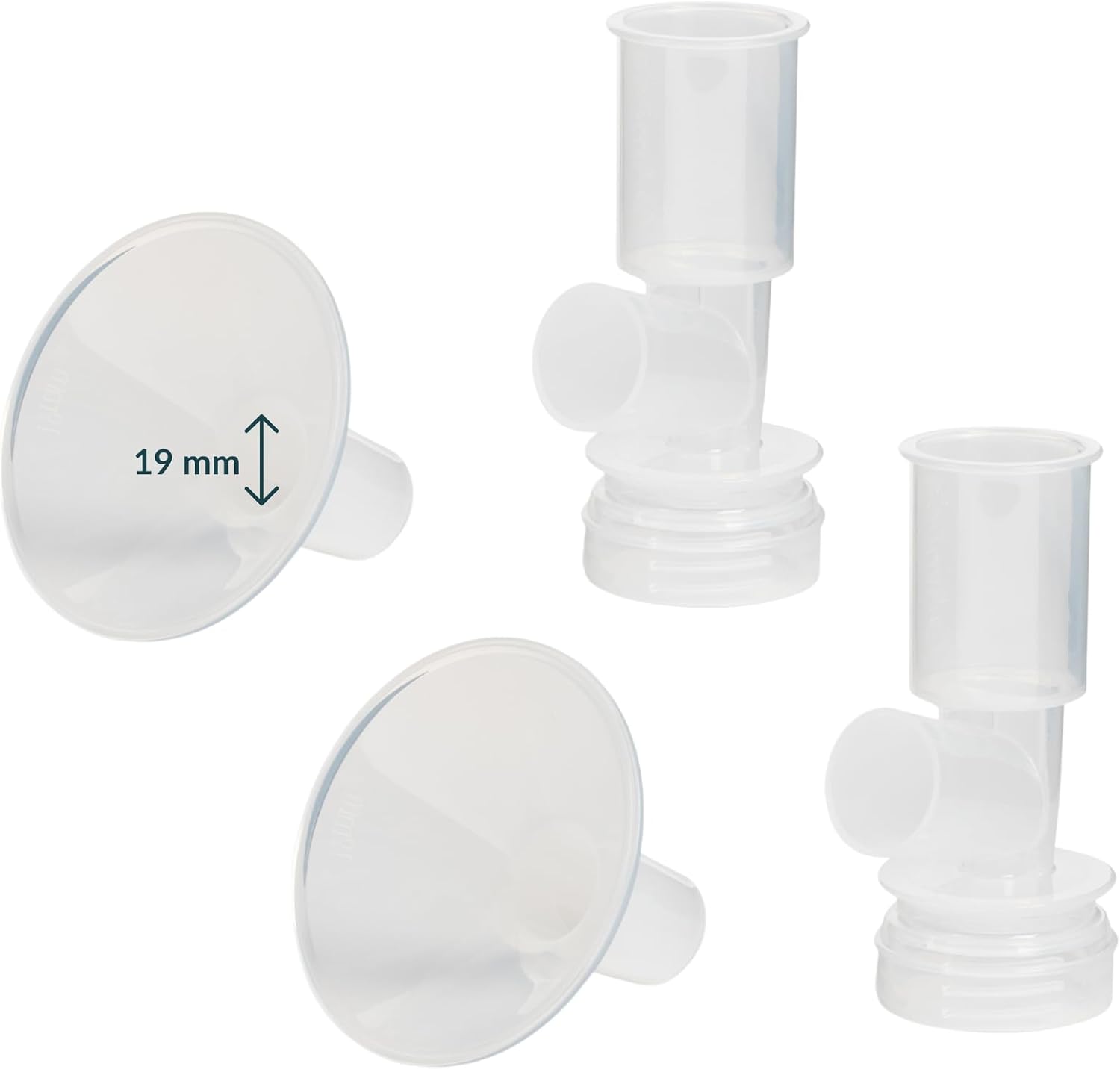Ameda CustomFit™ Two‑Piece Breast Flanges (21mm Flanges) | Works with HygieniKit and MYA Joy, MYA Joy Plus and Pearl Breast Pumps | Breast Pump Flange | Ameda Pump Parts | 2 Count