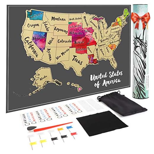 JARLINK Scratch Off USA Map Poster, 12x17 inches United States Map with Unique Accessories Set, Personalized Travel Poster, Gift for Travelers