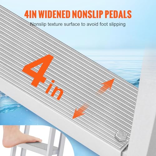 Image of VEVOR Removable Dock Ladder 3 Steps 350 lbs Capacity Pontoon Boat Ladder