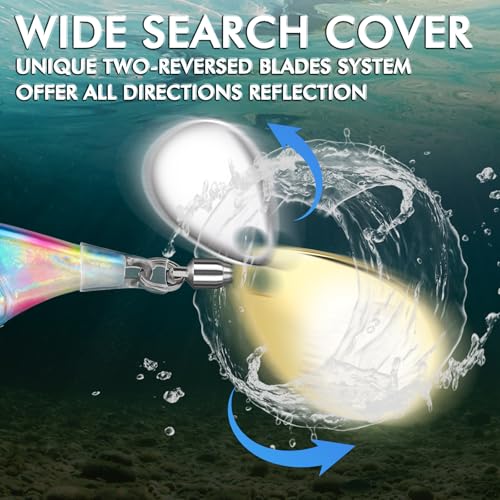 Image of TRUSCEND Vibespinner Easy Catch Fishing Lures with BKK Hooks, Tail Spinner Baits with 4 Actions, Vibrating Swimming Flashing & Jigging for More Bites, Spoon Lures for Bass Trout Crappie Walleye Pike
