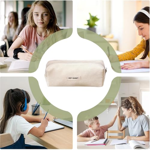 Estojo Bege, Bolsa Lápis Creme - Estojo para caneta de grande capacidade - Bolsa de maquiagem para l