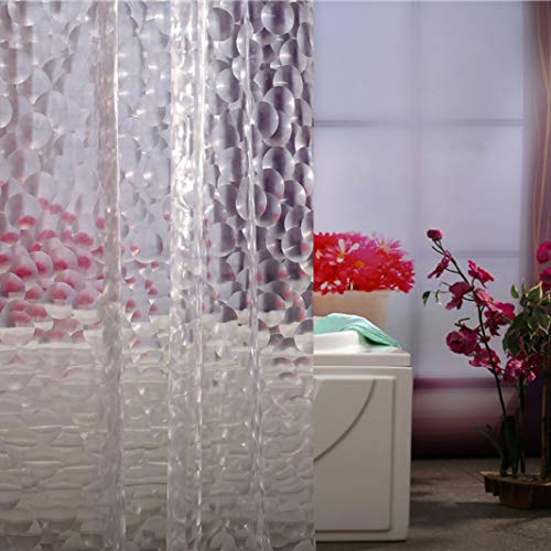 Shower Curtain Liner 3D Bubbles Shower Curtain Liner, 3 Magnets Heavy Duty Shower Curtain Liner, No Odors, No Chemicals, Eco Friendly (Clear Bubble)