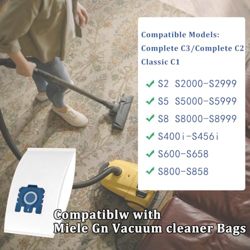 Sacs d'aspirateur Miele GN haute filtration avec 3 filtres AirClean pour Complete C3 S8