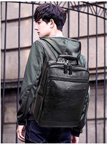 qianlin ビジネスリュック 革 リュックサック PUレザー メンズ フェイクレザー 通勤 通学 大容量 防水 バッグパック スクエアリュック ビジネスカジュアル カバン PC収納 男性用 紳士用