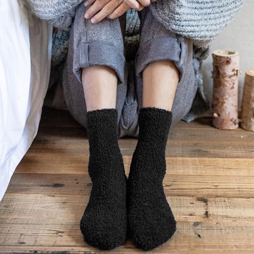 Image of Josnown Fuzzy Socks for Women Cozy Soft Fluffy Slipper Warm Winter Plush Sleep Socks Christmas Gifts for Women