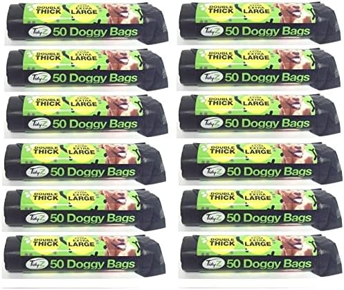 600 x Tidyz Extra Large Double Thick Doggy Poo Bags Degradable Strong (Black)