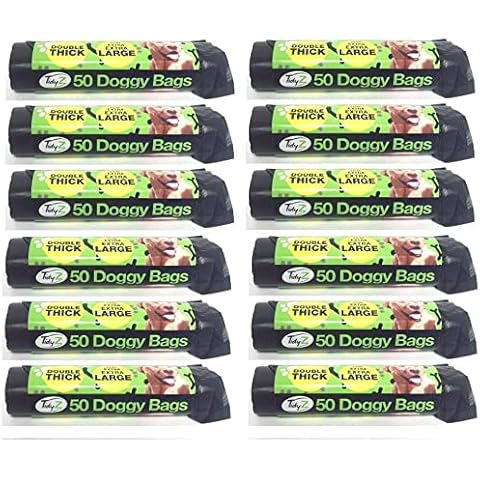 600 x Tidyz Extra Large Double Thick Doggy Poo Bags Degradable Strong (Black) Cover