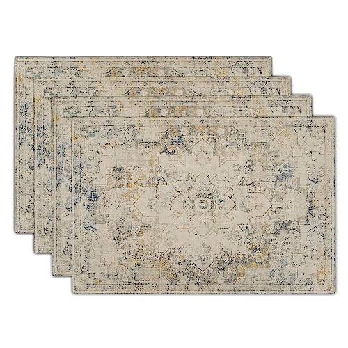 Sweetshow Boho Placemat Set 4, 12x18, Floral, Washable