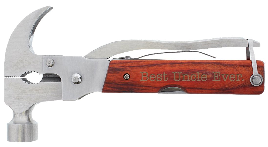 Fathers Day Tool for Uncle Best Uncle Ever Laser Engraved 12-in-1 Hammer Multitool Camping Survival Hammer Multi Tool