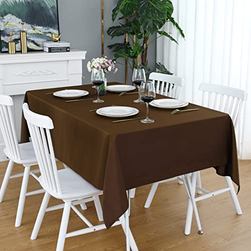 Image of FOLINS&HOME Brown Rectangle Tablecloth 60 x 120 Inch Waterproof Table Cloth