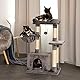 lionto Kratzbaum für Katzen mit Plüschball & Liegemulde, Höhe 85 cm, Katzenbaum mit Sisal & Plüsch, gemütliche Liegefläche & Höhle, inkl. Wandhalterung, für kleine & große Katzen geeignet, dunkelgrau