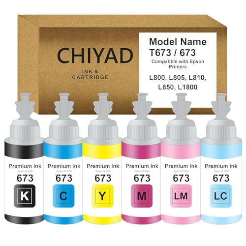 Image of T673 Compatible Refill Ink for Epson L805, L800, L1800, L810, L850 Printer - Compatible Ink Bottle for Epson T673 Ink Code (T673 Ink Set)